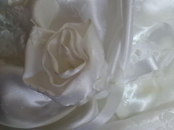 I'll initially be wearing an older nun's dress, with little roses made from the wrapped up fabric. As I will be a bride of (The Twelve from FFXIV of course!) many cultures have nuns doing vows in wedding dresses then change to our official nun dress.